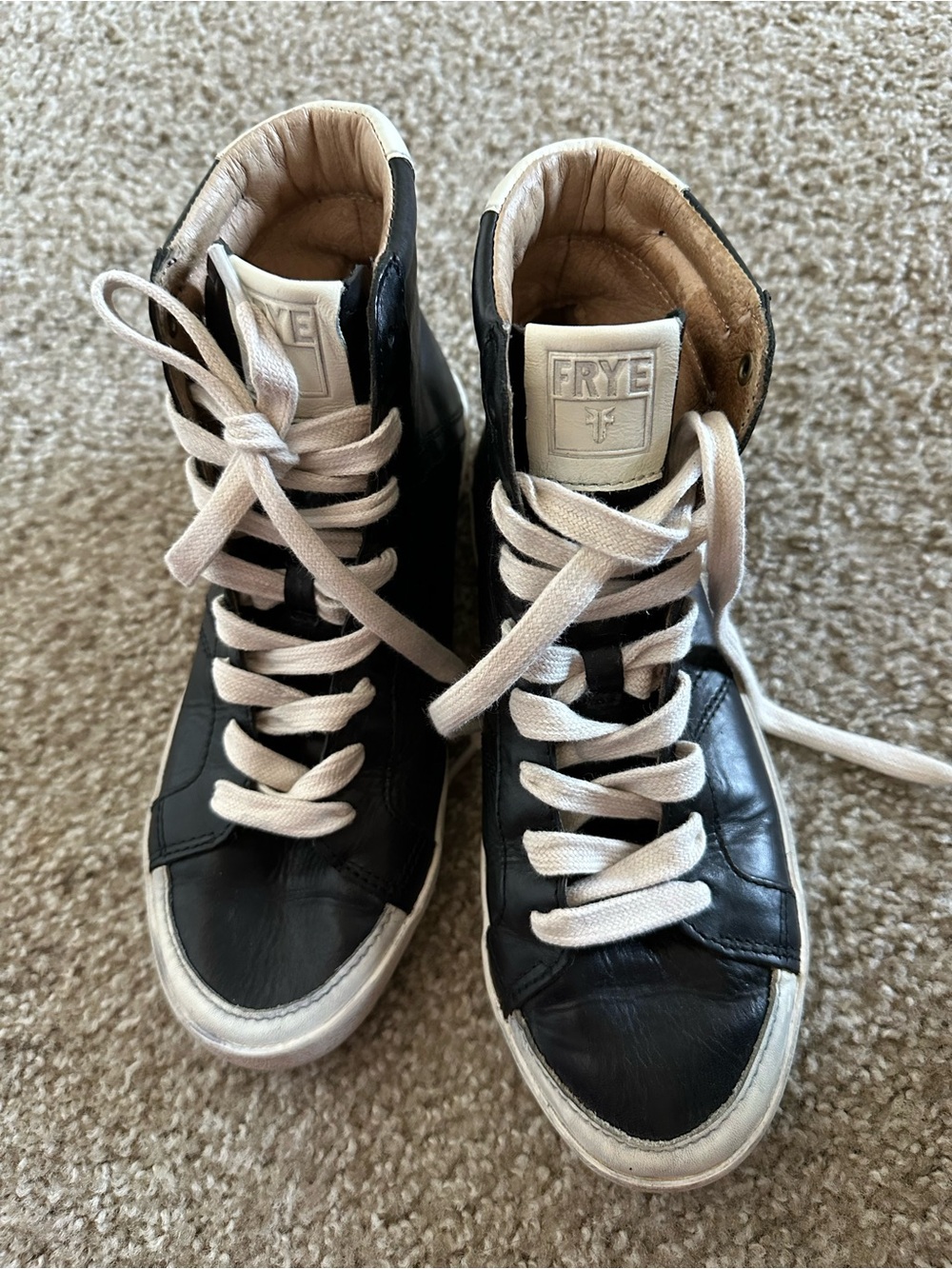 FRYE Dylan Leather High-Top Sneakers Black - Women's Size 6.5 M